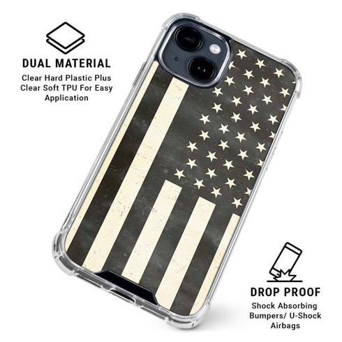 Black & White USA Flag iPhone 15 Clear Case